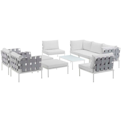 Harmony 10 Piece Outdoor Patio Aluminum Sectional Sofa Set by Modway