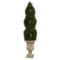 5' Double Pond Cypress Artificial Spiral Topiary Tree in Urn UV Resistant