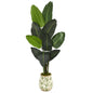 64" Traveler's Palm Artificial tree in Floral Print Planter