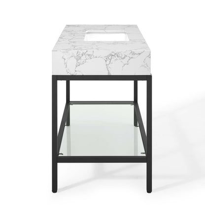 Kingsley 50" Black Stainless Steel Bathroom Vanity by Modway