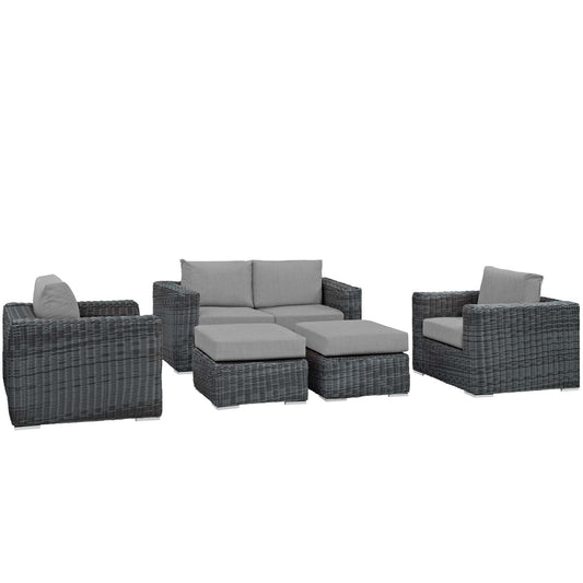 Summon 5 Piece Outdoor Patio Sunbrella¨ Sectional Set by Modway