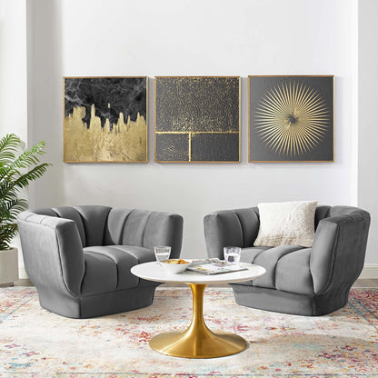 Entertain Vertical Channel Tufted Performance Velvet Armchair Set of 2 by Modway