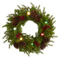 24" Christmas Artificial Wreath with 50 Multicolored Lights