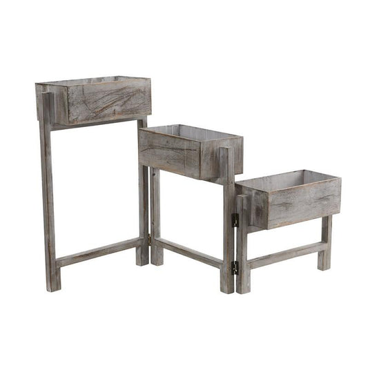 3.5' Gray Washed Expandable Decorative Planter
