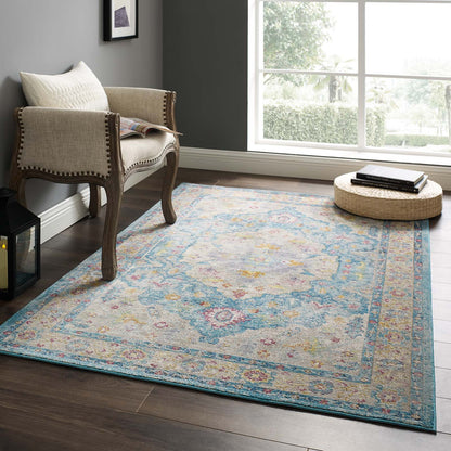 Success Anisah Distressed Floral Vintage Medallion 4x6 Area Rug by Modway