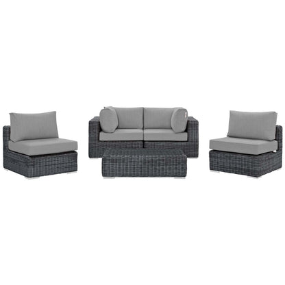 Summon 5 Piece Outdoor Patio Sunbrella¨ Sectional Set by Modway