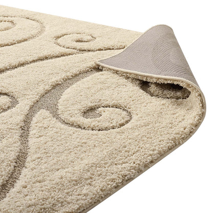 Jubilant Sprout Scrolling Vine Shag 5x8 Area Rug by Modway