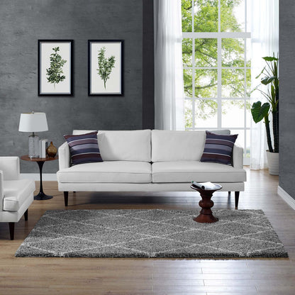 Toryn Diamond Lattice 5x8 Shag Area Rug by Modway