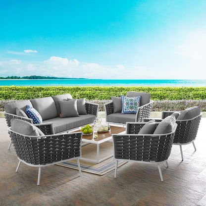 Stance 6 Piece Outdoor Patio Aluminum Sectional Sofa Set by Modway