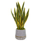 30"  Sansevieria Artificial Plant in Stoneware Planter