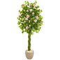 6' Rose Artificial Tree in Sand Stone Planter