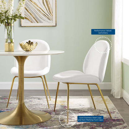 Scoop Gold Stainless Steel Leg Performance Velvet Dining Chair by Modway