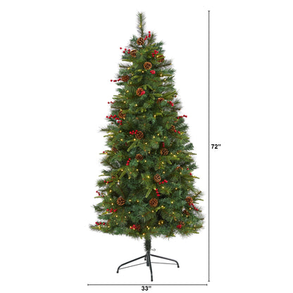 6' Mixed Pine Artificial Christmas Tree w/ 250 Clear LED Lights