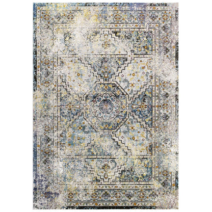 Success Jacinda Distressed Vintage Floral Vintage Medallion 4x6 Area Rug by Modway