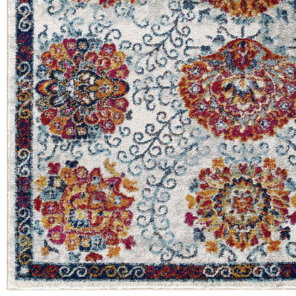Entourage Kensie Distressed Floral Moroccan Trellis 8x10 Area Rug by Modway