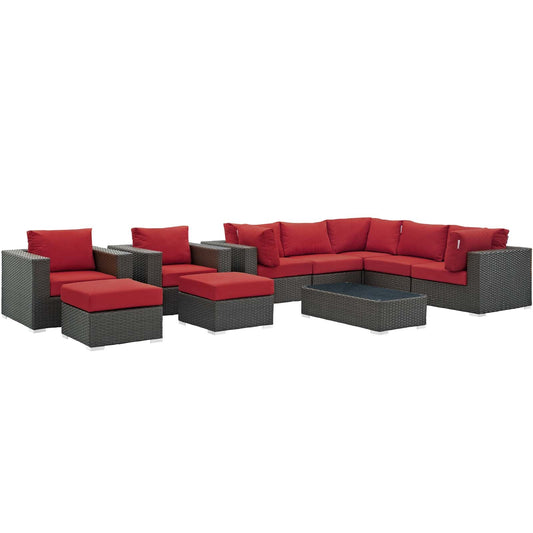 Sojourn 10 Piece Outdoor Patio Sunbrella¨ Sectional Set by Modway
