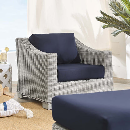 Conway 2-Piece Sunbrella¨ Outdoor Patio Wicker Rattan Armchair and Ottoman Set by Modway