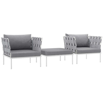 Harmony 3 Piece Outdoor Patio Aluminum Sectional Sofa Set by Modway