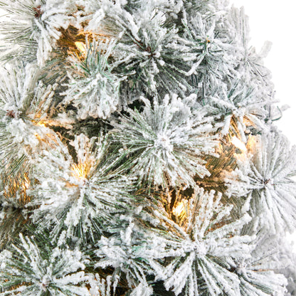 44' Flocked Oregon Pine Artificial Christmas Tree w/ 50 Clear Lights