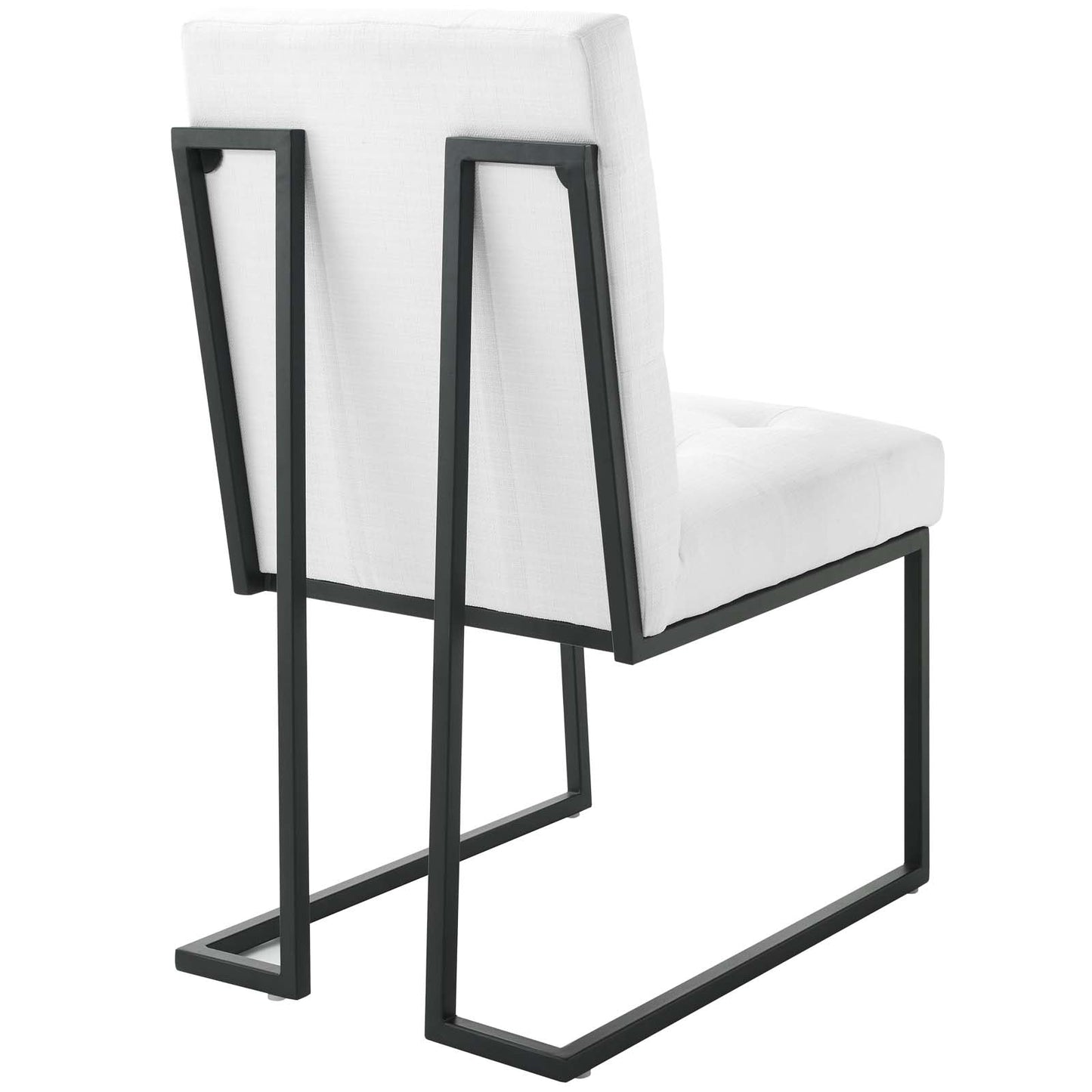 Privy Black Stainless Steel Upholstered Fabric Dining Chair by Modway