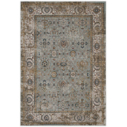 Hisa Distressed Vintage Floral Lattice 5x8 Area Rug by Modway