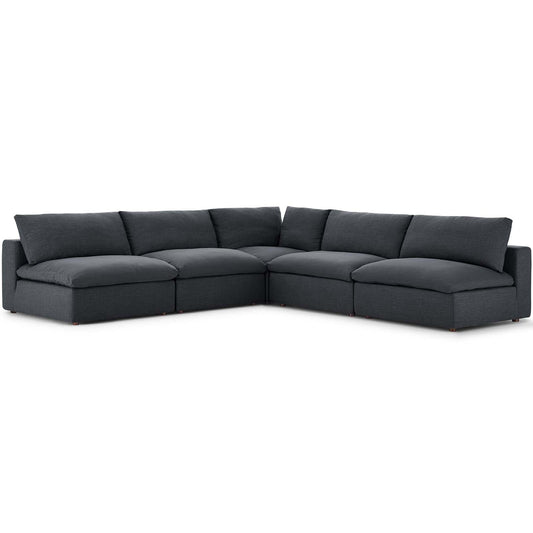 Commix 5-Piece Down Filled Overstuffed Armless Sectional Sofa by Modway