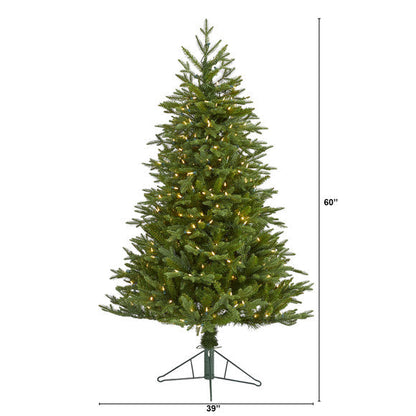 5' Cambridge Fir Artificial Christmas Tree with 300 Clear Warm LED Lights