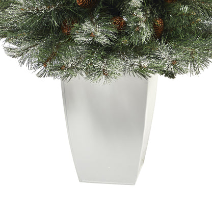 3.5' Snowed French Alps Mountain Pine Artificial Christmas Tree w/ 135 Bendable
