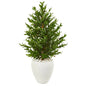 3.5' Olive Cone Topiary Artificial Tree in White Planter UV Resistant