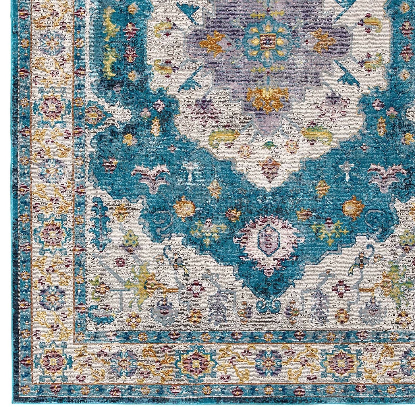 Success Anisah Distressed Floral Vintage Medallion 8x10 Area Rug by Modway