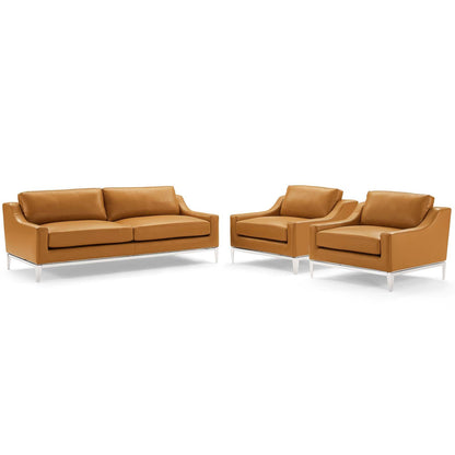 Harness 3 Piece Stainless Steel Base Leather Set by Modway