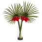 Fan Palm and Calla Lily Artificial Arrangement