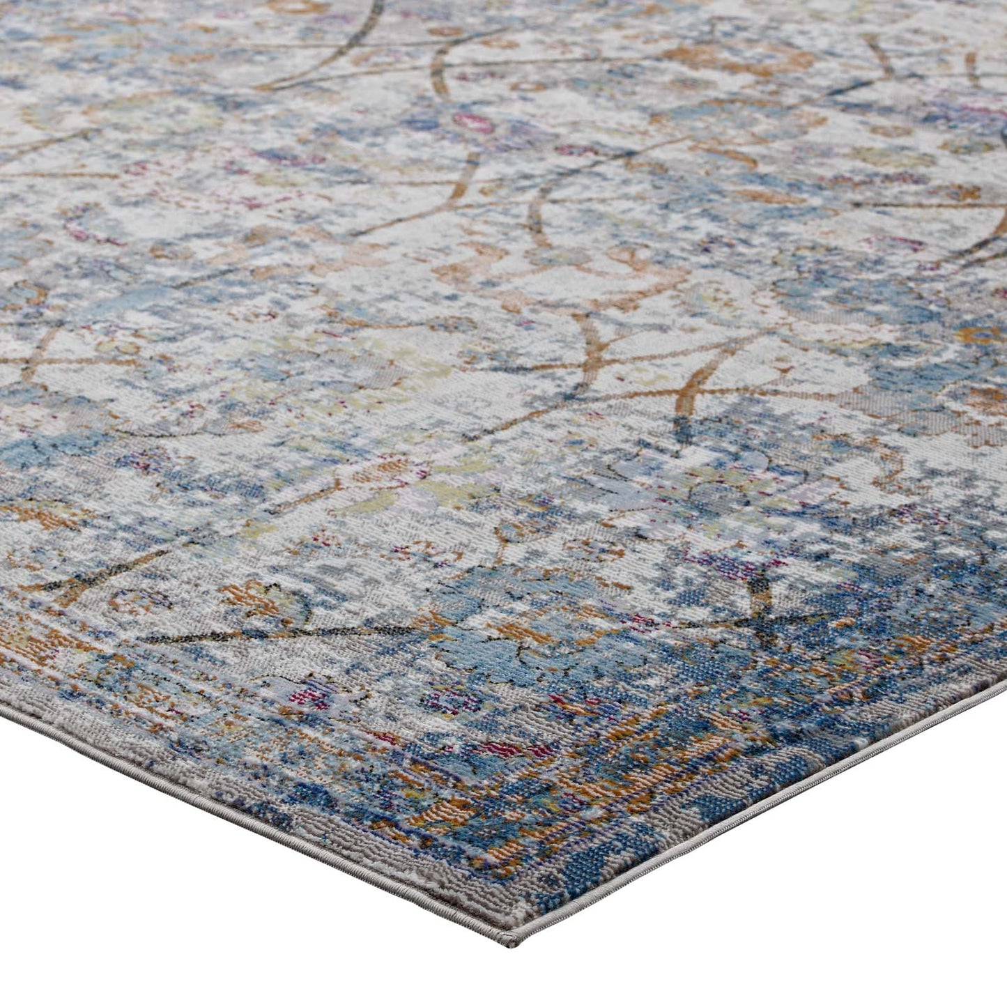 Minu Distressed Floral Lattice 4x6 Area Rug by Modway