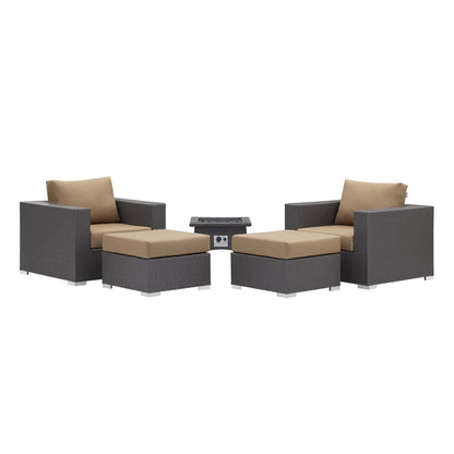 Convene 5 Piece Set Outdoor Patio with Fire Pit by Modway