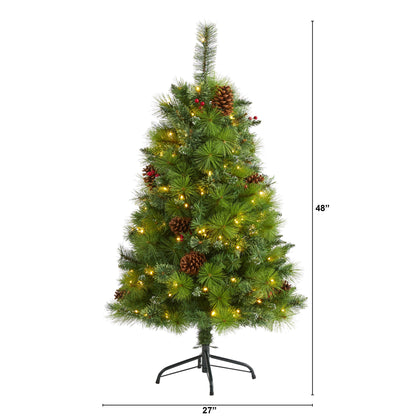 4' Montana Mixed Pine Artificial Christmas Tree w/ Pine Cones, Berries