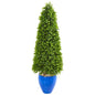 52" Eucalyptus Topiary Artificial Tree in Blue Planter