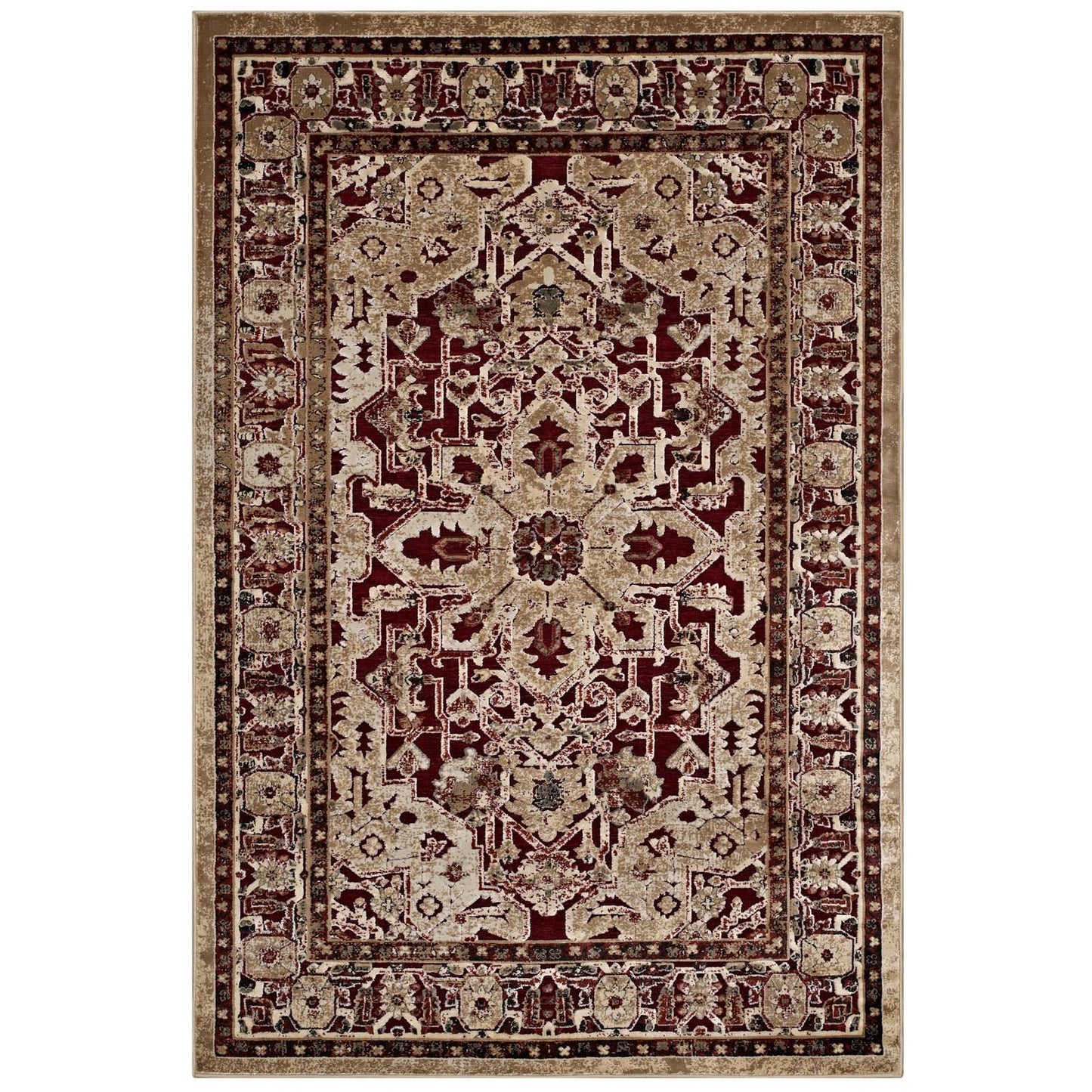 Grania Ornate Vintage Floral Turkish 8x10 Area Rug by Modway