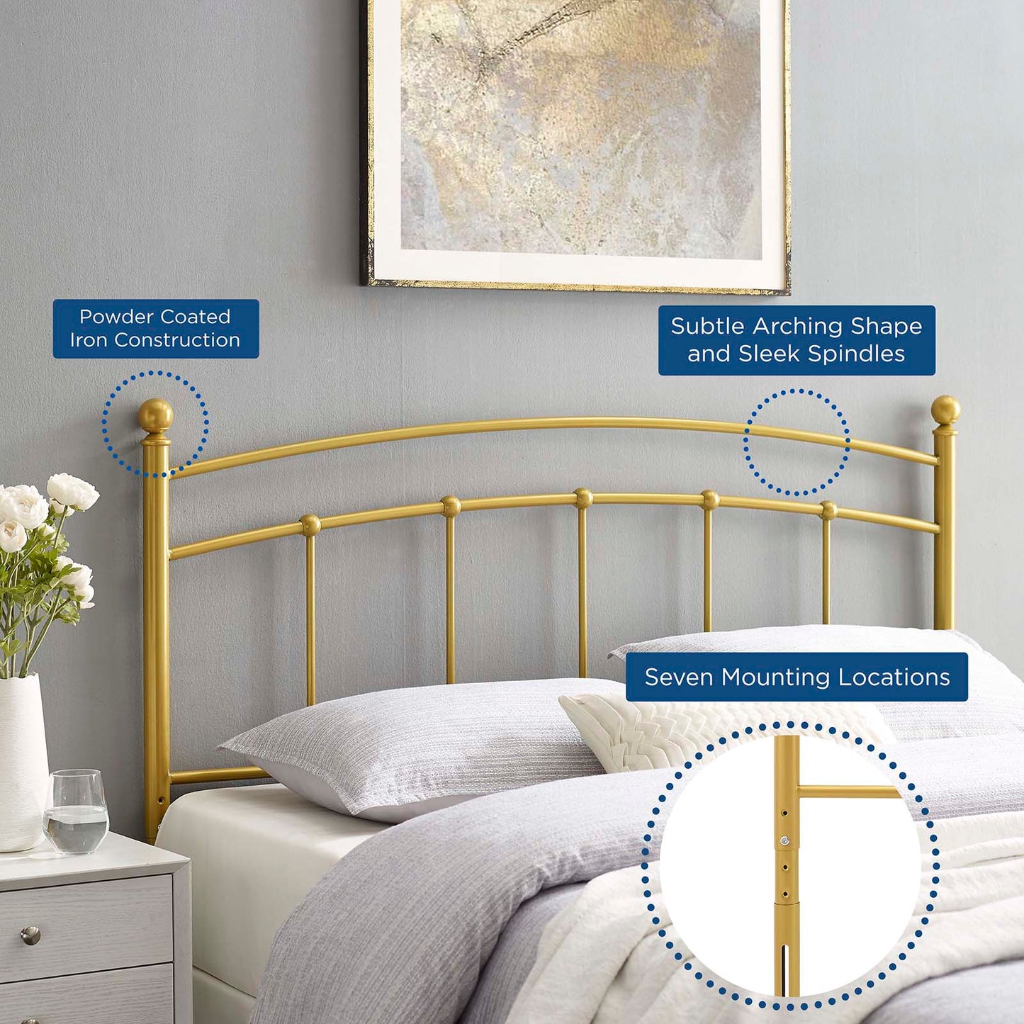 Abigail Metal Twin Headboard by Modway