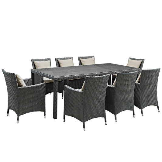 Sojourn 9 Piece Outdoor Patio Sunbrella¨ Dining Set by Modway