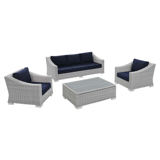 Conway 4-Piece Sunbrella¨ Outdoor Patio Wicker Rattan Furniture Set by Modway