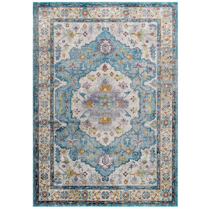 Success Anisah Distressed Floral Vintage Medallion 5x8 Area Rug by Modway