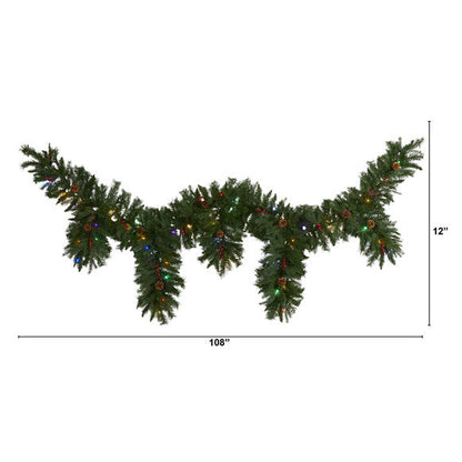 9' x 12" Hanging Icicle Artificial Christmas Garland w/50 Multicolor LED Lights