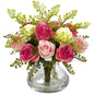 Rose & Maiden Hair Arrangement With Vase 1366-AP By Nearly Natural