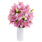 21"  Anemone Artificial Arrangement in White Vase