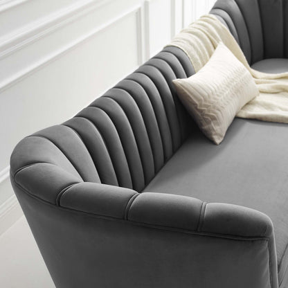 Opportunity Vertical Channel Tufted Curved Performance Velvet Sofa by Modway
