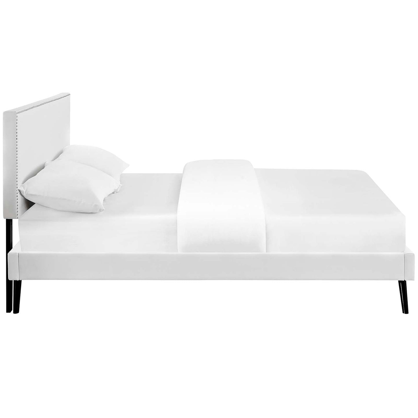 Macie Vinyl King Platform Bed with Round Splayed Legs by Modway