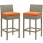 Conduit Outdoor Patio Wicker Rattan Bar Stool Set of 2 by Modway