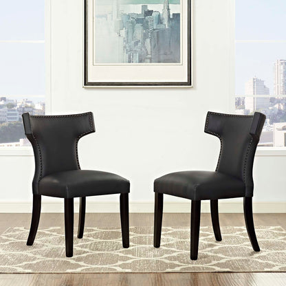 Curve Vinyl Dining Side Chair Set of 2 by Modway