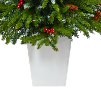 56' Snow Tipped Portl& Spruce Artificial Christmas Tree w/ Frosted Berries