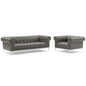 Idyll Tufted Upholstered Leather Sofa and Armchair Set by Modway